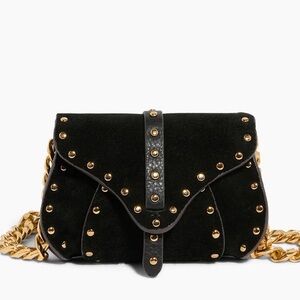 Black and Gold Studded Crossbody Bag micro